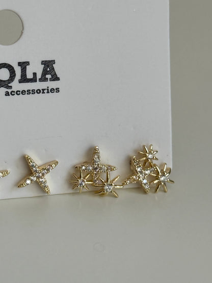 Gold Rengi Parıltı Model Set Küpe
