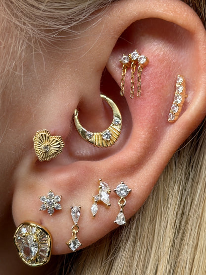 Gold Rengi 925 Ayar Gümüş Daith Piercing