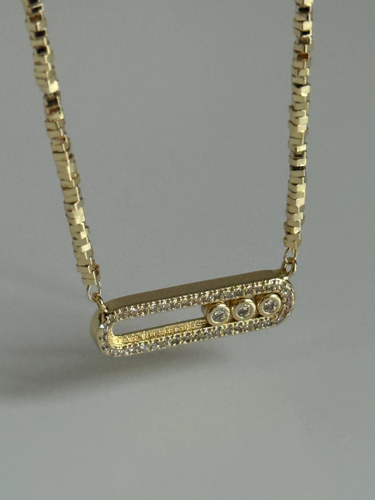Gold Rengi Küp Küp Zincir Messi Model Kadın Kolye