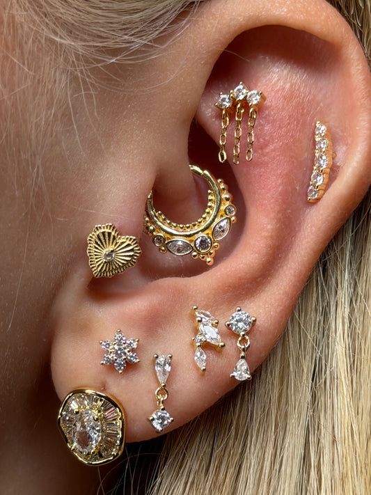 Gold Rengi 925 Ayar Gümüş Daith Piercing