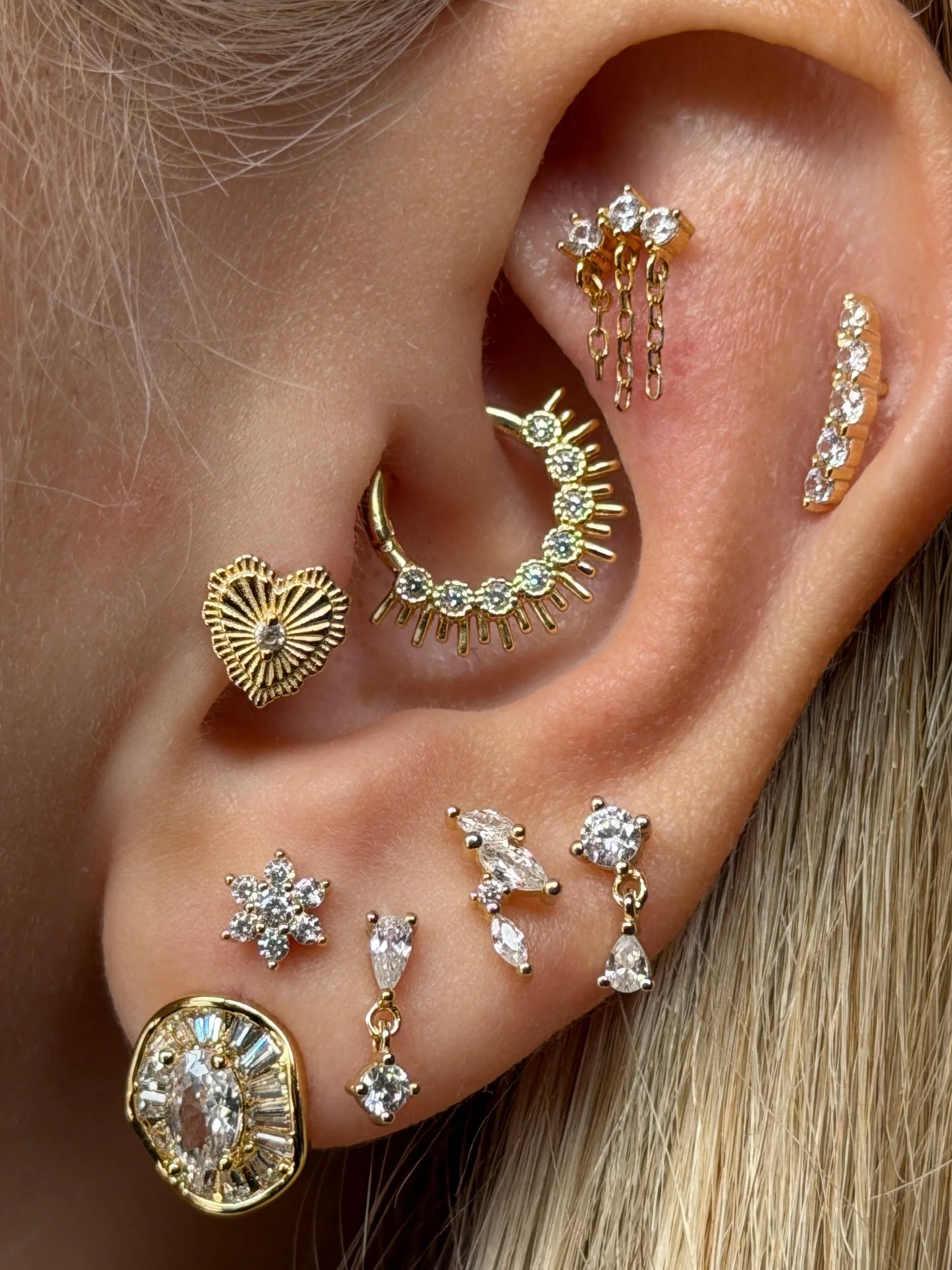 Gold Rengi 925 Ayar Gümüş Daith Piercing