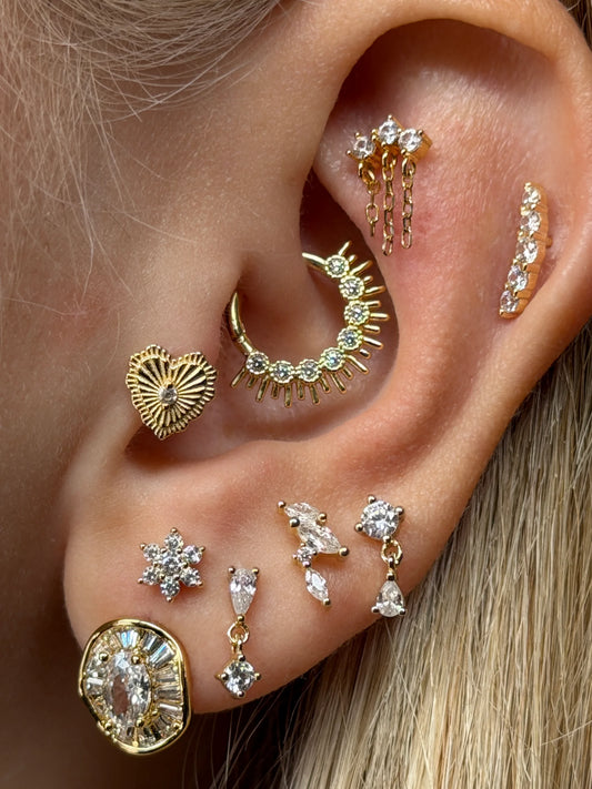 Gold Rengi 925 Ayar Gümüş Daith Piercing
