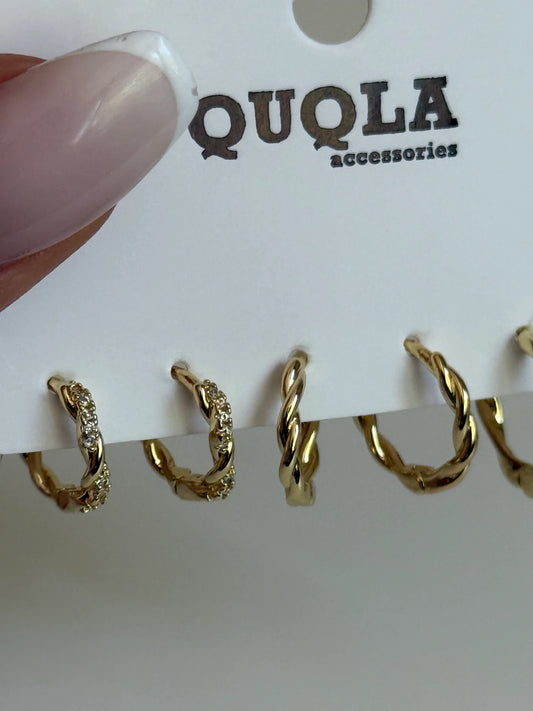 Gold Rengi Burgu Model Set Küpe