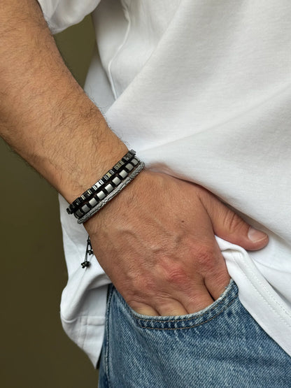 Siyah İpli Hematit Taşlı Kadın Bileklik