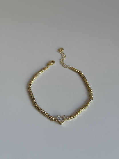 Gold Rengi Dorika Zincirli Kalp Model Kadın Bileklik
