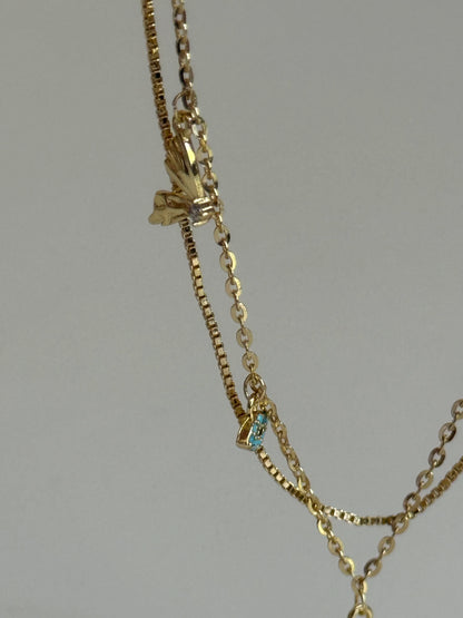 Gold Rengi İki Sıra Sallantılı Kadın Kolye