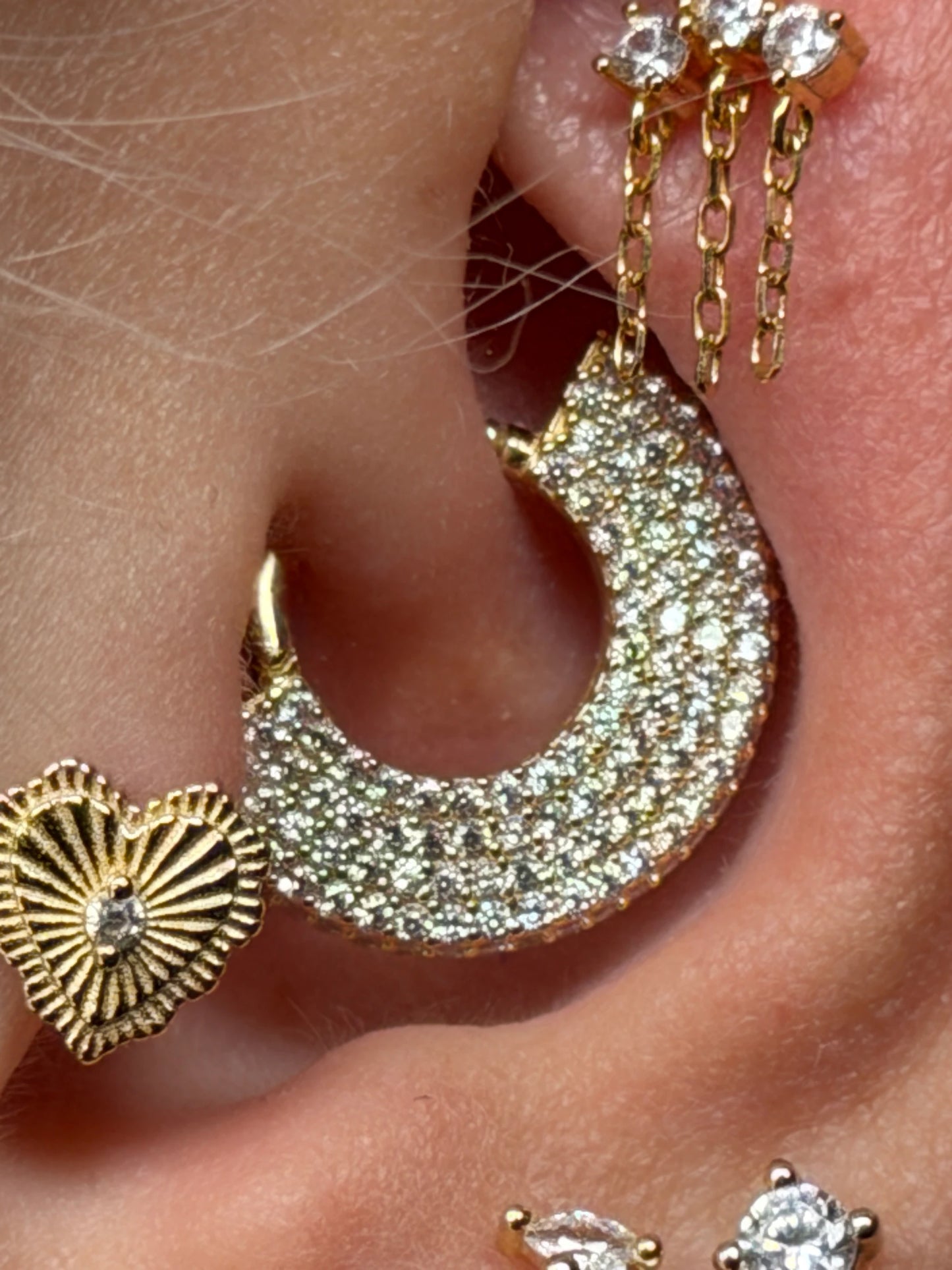 Gold Rengi 925 Ayar Gümüş Daith Piercing