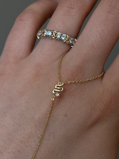 Gold Rengi Zirkon Taşlı Yılan Figürlü Kadın Şahmeran