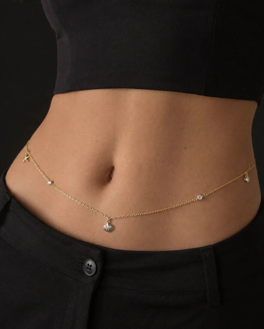 Gold Rengi Deniz Kabuğu Model Bel Zinciri
