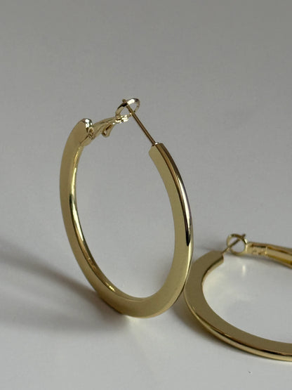 Gold Rengi Basık Halka Kadın Küpe