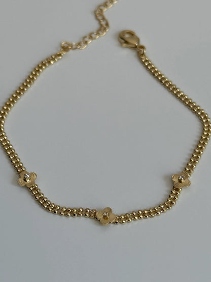 Gold Rengi Top Zincirli Yonca Model Kadın Bileklik