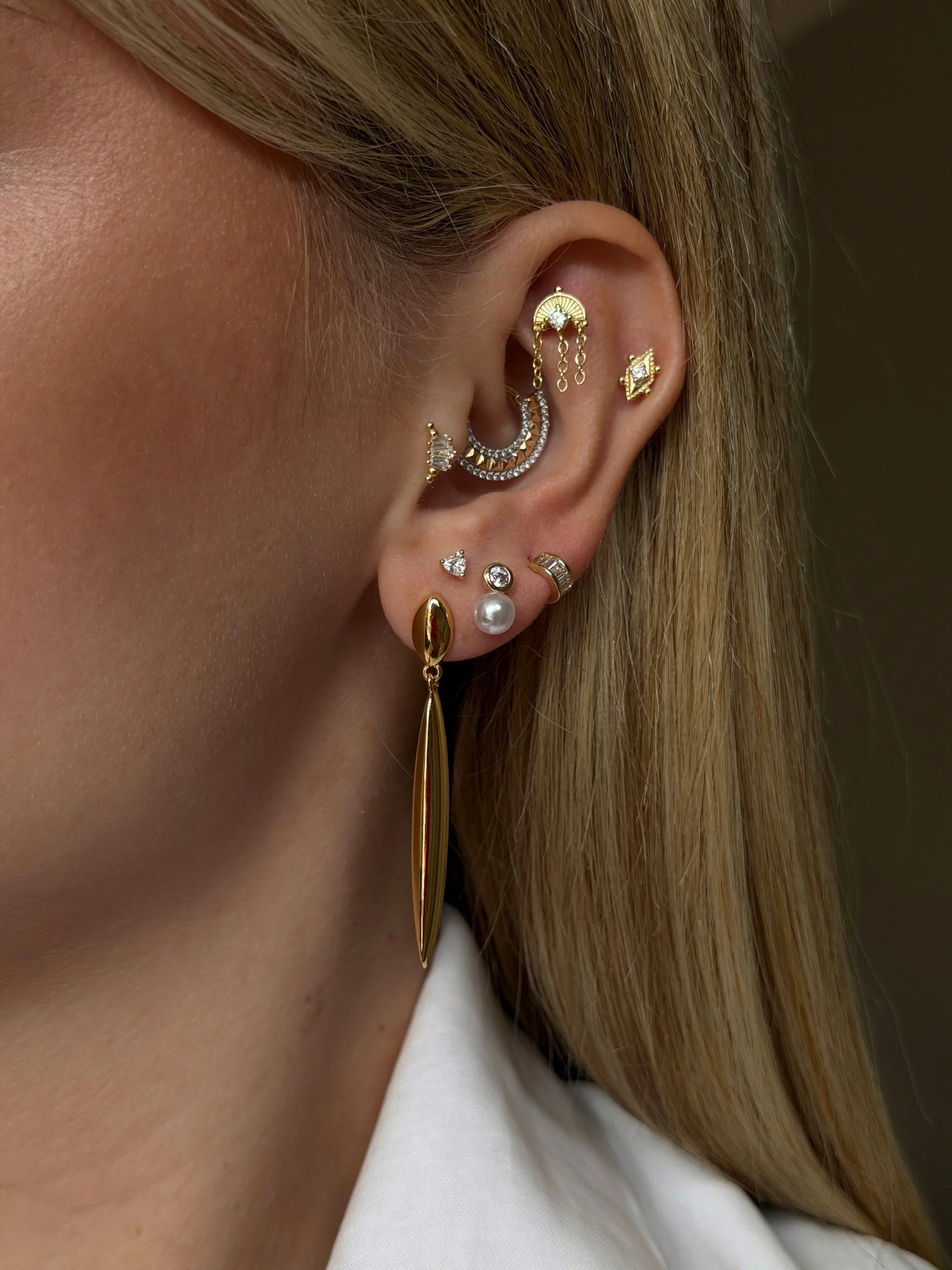 Gold Rengi 925 Ayar Gümüş Piercing