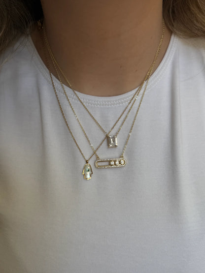 Gold Rengi Zirkon Taşlı Messi Model Kadın Kolye