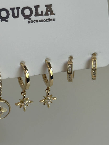 Gold Rengi Kutup Yıldızı Model Set Küpe