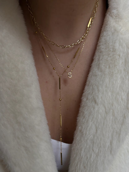 Gold Rengi Zirkon Taş Detaylı Harf Kadın Kolye