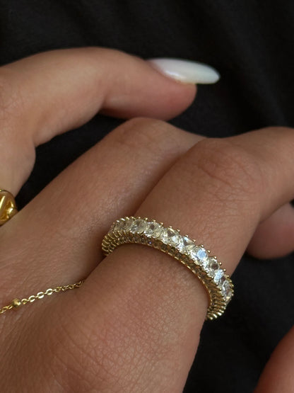Gold Rengi Tek Sıra Taşlı Xupıng Kadın Yüzük
