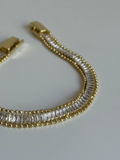 Gold Rengi Dikdörtgen Taşlı Kadın Bileklik