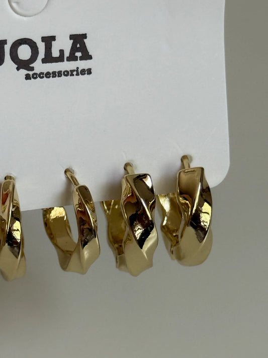 Gold Rengi Burgu Halka Model Set Küpe
