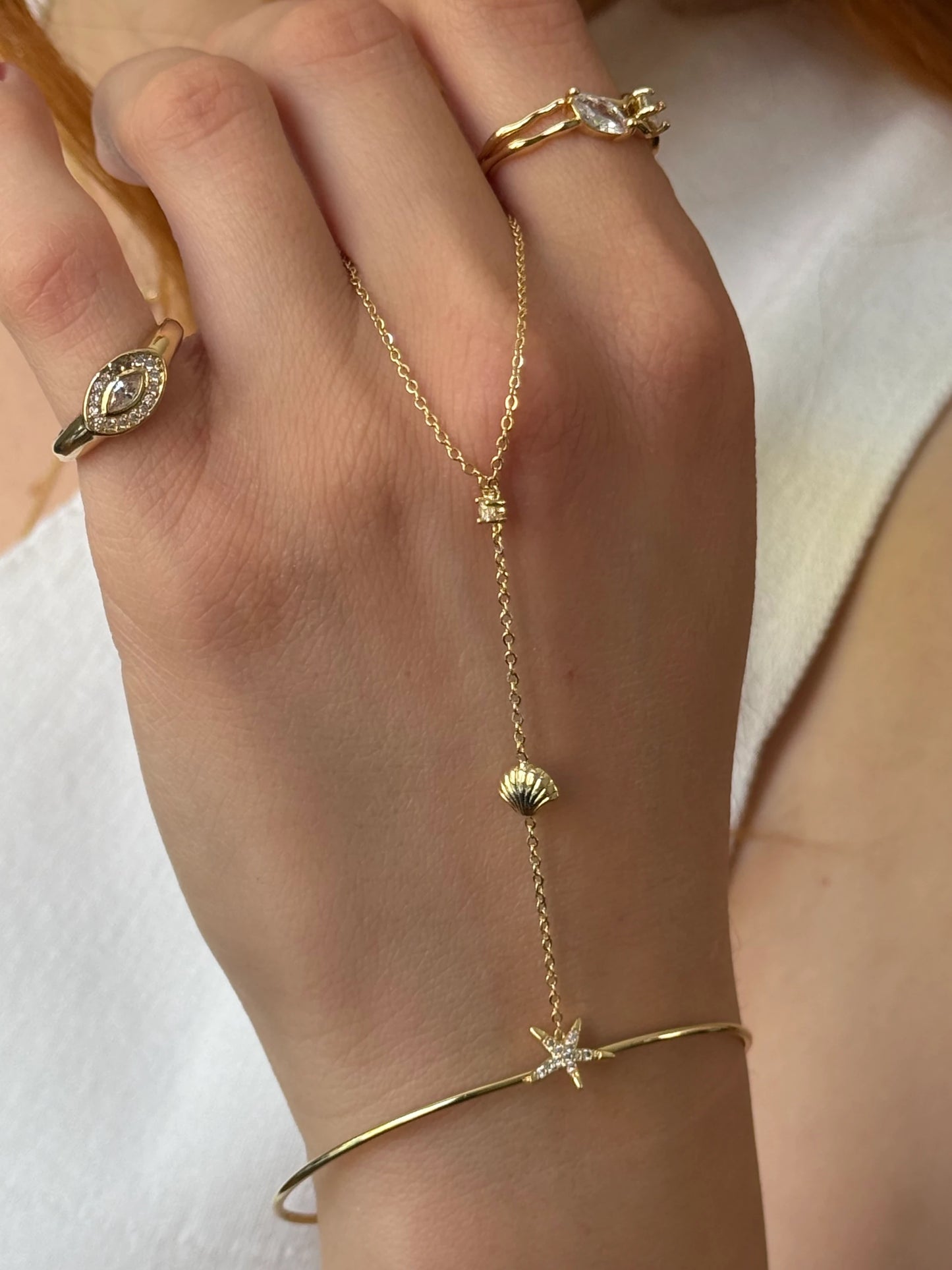 Gold Rengi Deniz Yıldızı Model Kelepçe Bileklik Şahmeran