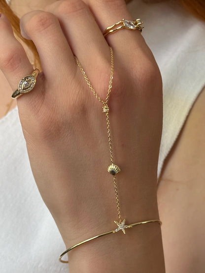 Gold Rengi Deniz Yıldızı Model Kelepçe Bileklik Şahmeran