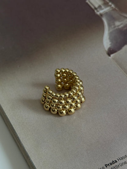 Gold Rengi Dört Sıra Top Top Kadın Kıkırdak Küpe
