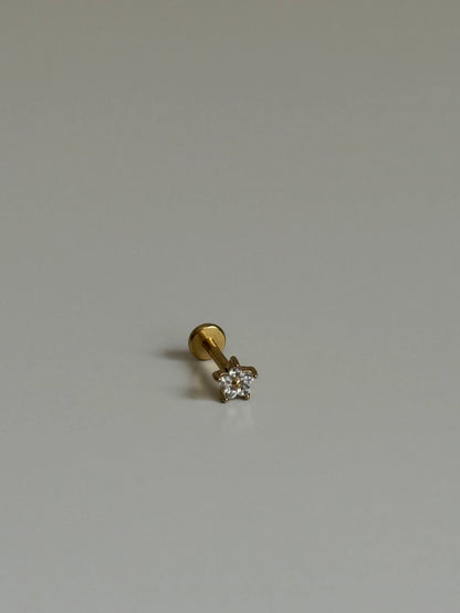 Gold Rengi Çiçek Model Çelik Piercing