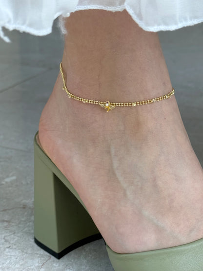Gold Rengi Taşlı Arı Model Kadın Halhal