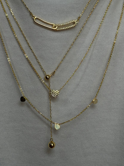 Gold Rengi İki Sıra Kalp Model Kadın Kolye