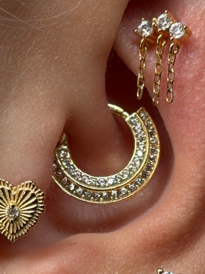 Gold Rengi 925 Ayar Gümüş Daith Piercing