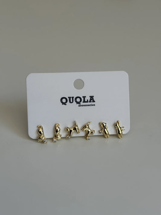 Gold Rengi Kedi Model Set Küpe