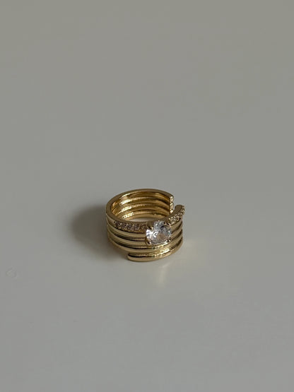 Gold Rengi Taşlı Kadın Kıkırdak Küpe