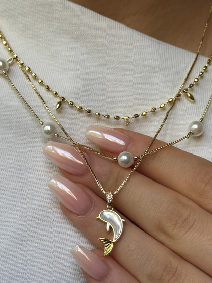 Gold Rengi Sedef Taşlı Balık Model Kadın Kolye