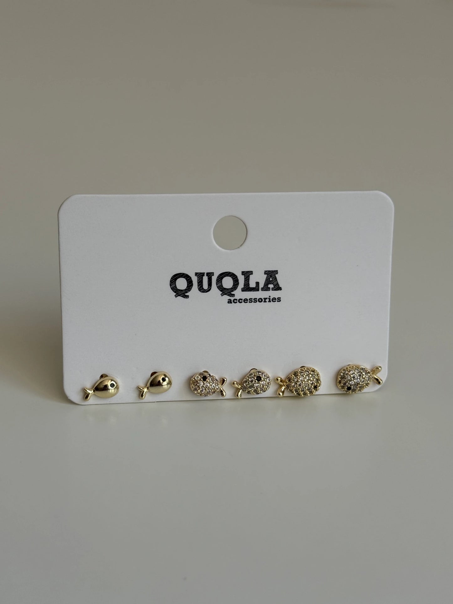 Gold Rengi Balık Model Set Küpe