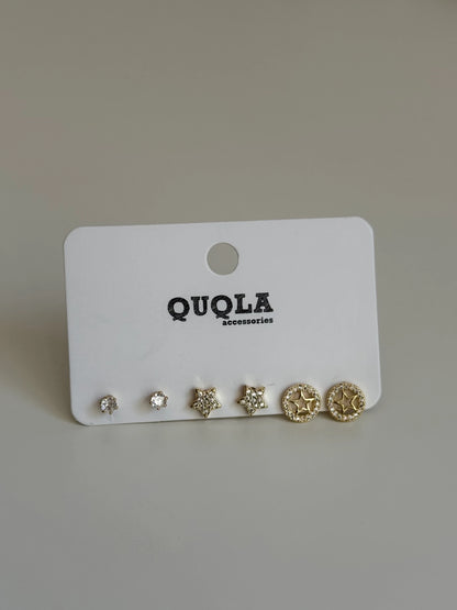 Gold Rengi Yıldız Model Set Küpe
