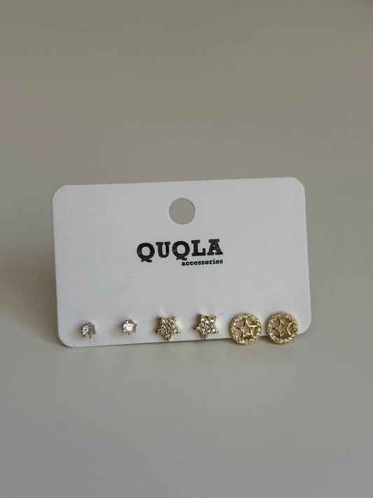 Gold Rengi Yıldız Model Set Küpe