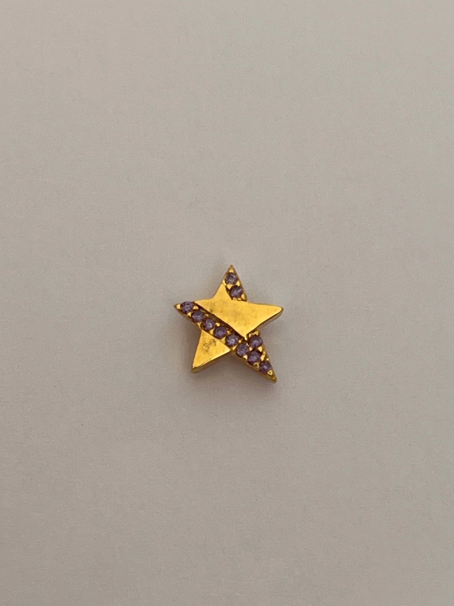 Gold Rengi Mor Zirkon Taşlı Yıldız Piercing