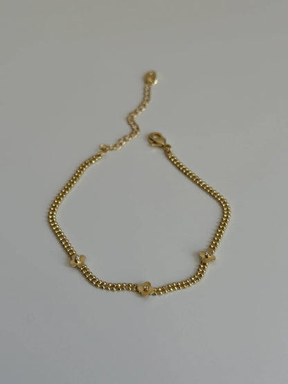 Gold Rengi Top Zincirli Yonca Model Kadın Bileklik