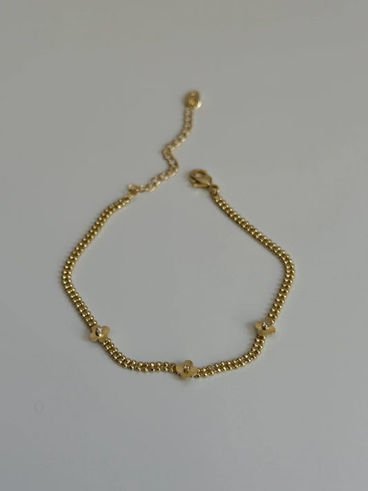 Gold Rengi Top Zincirli Yonca Model Kadın Bileklik