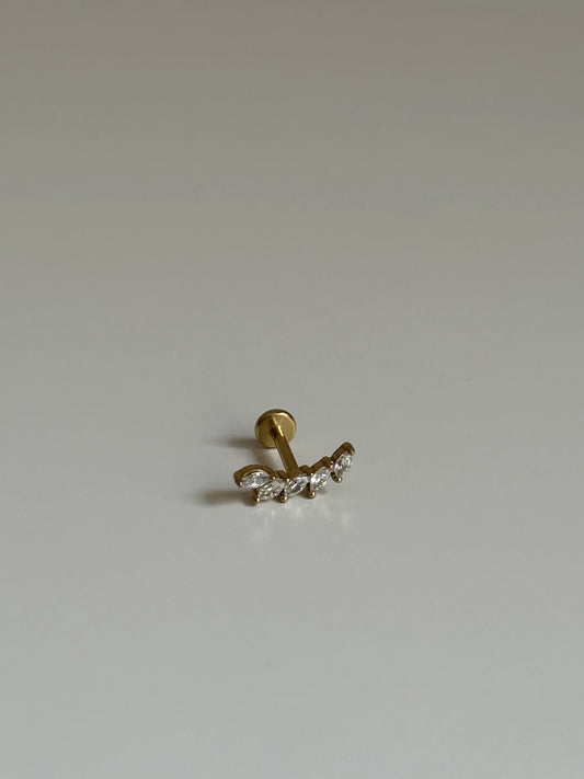 Gold Rengi Beş Taşlı Çelik Piercing