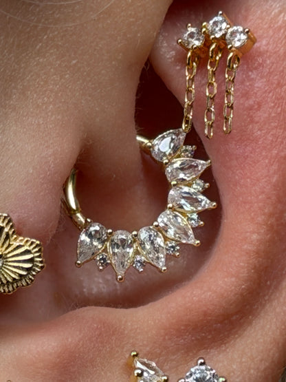 Gold Rengi 925 Ayar Gümüş Daith Piercing