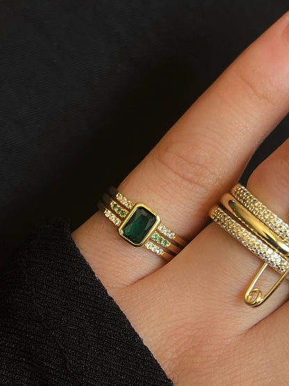 Gold Rengi Baget Zirkon Taşlı Serçe Parmak Kadın Yüzük