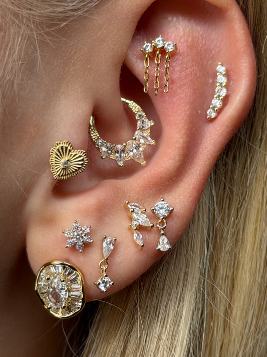 Gold Rengi 925 Ayar Gümüş Daith Piercing