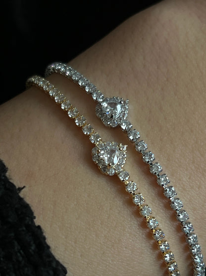 Zirkon Taşlı Kalpli Su Yolu Kadın Bileklik