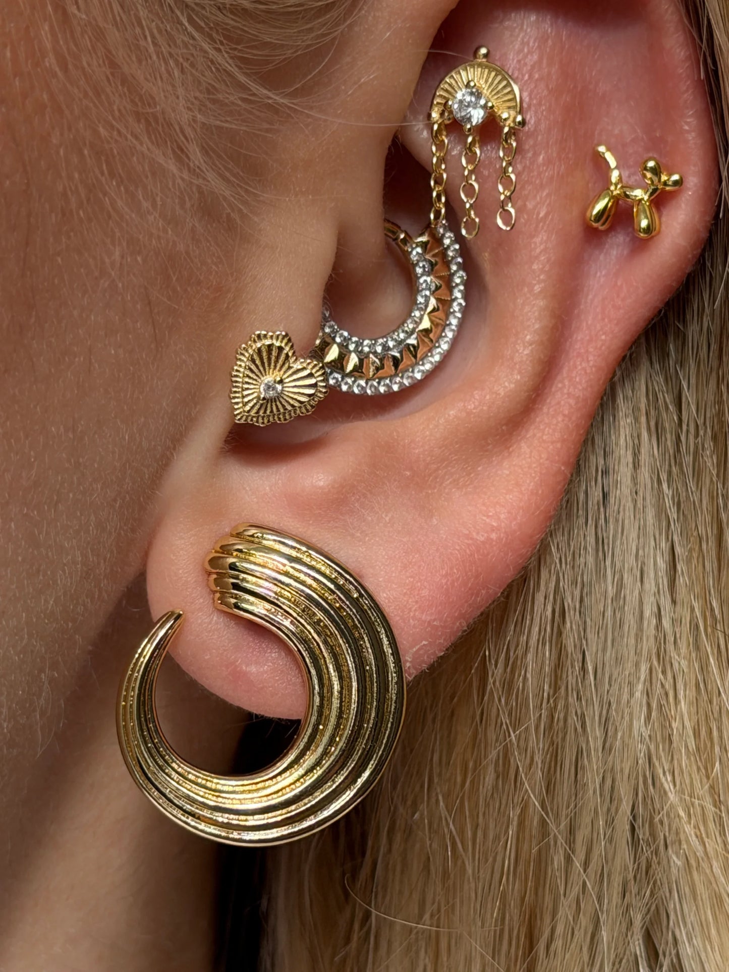 Gold Rengi 925 Ayar Gümüş Piercing