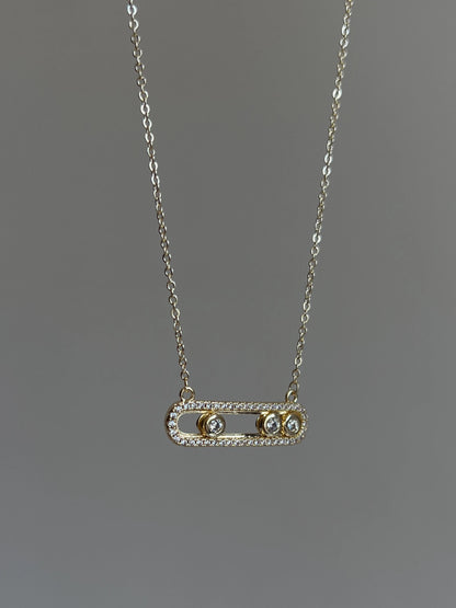 Gold Rengi Zirkon Taşlı Messi Model Kadın Kolye