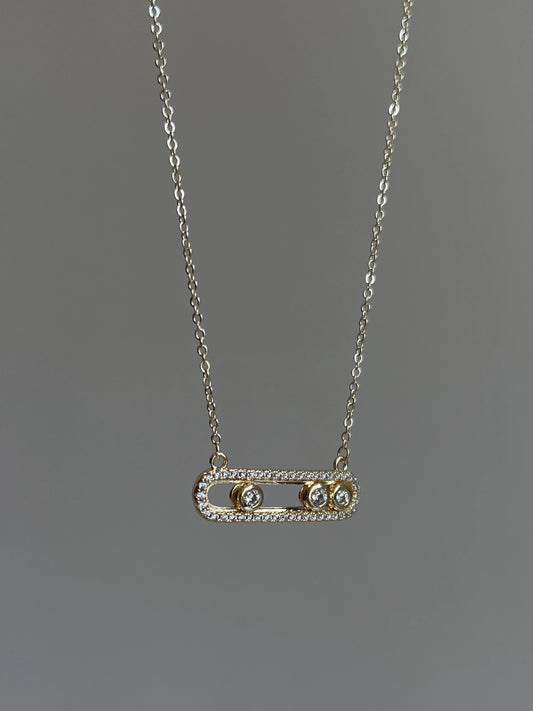 Gold Rengi Zirkon Taşlı Messi Model Kadın Kolye