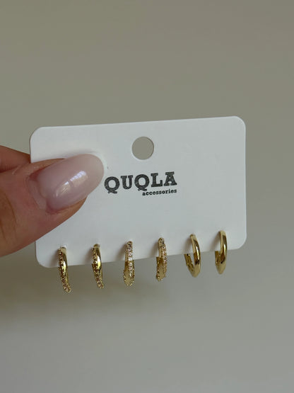 Gold Rengi Burgu Halka Set Küpe