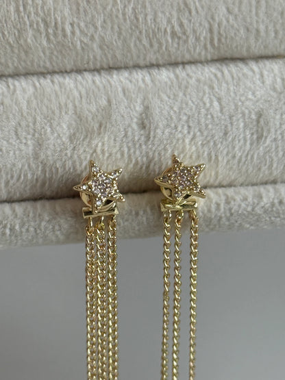 Gold Rengi Ay Ve Yıldız Sallantılı Kadın Küpe