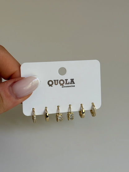Gold Rengi Halka Model Set Küpe