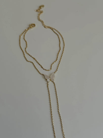 Gold Rengi Beyaz Sedef Taşlı Kelebek Model Kadın Şahmeran
